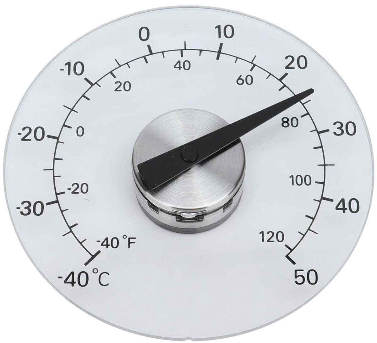 Transparante Buitenthermometer - Raamthermometer Weer - Temperatuur Meten - Nauwkeurig Bimetaal - 11 cm Diameter - Transparant