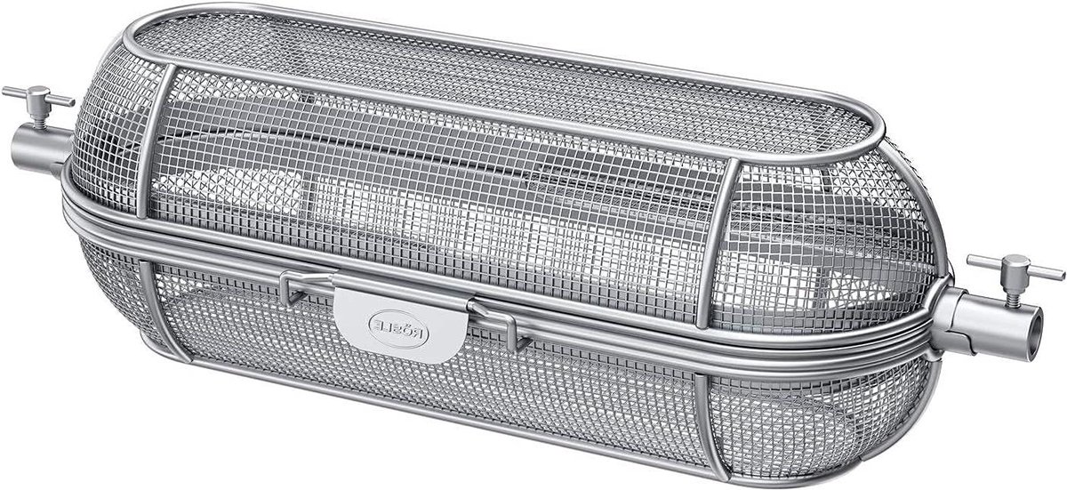 Grillmand BBQ Draaiende spies Gelijkmatig grillen Roestvrij staal 44 cm Zilver