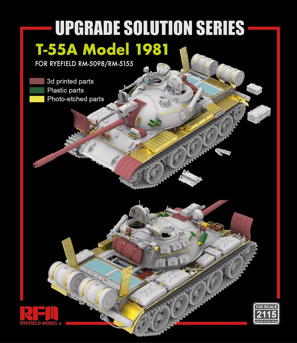 Rye Field Model Modelbouwpakket - 2115 T-55A Model 1981 Upgrade Set voor 5098 en 5155 - Rye Field Accessoires set - 1:35 - Modelbouw