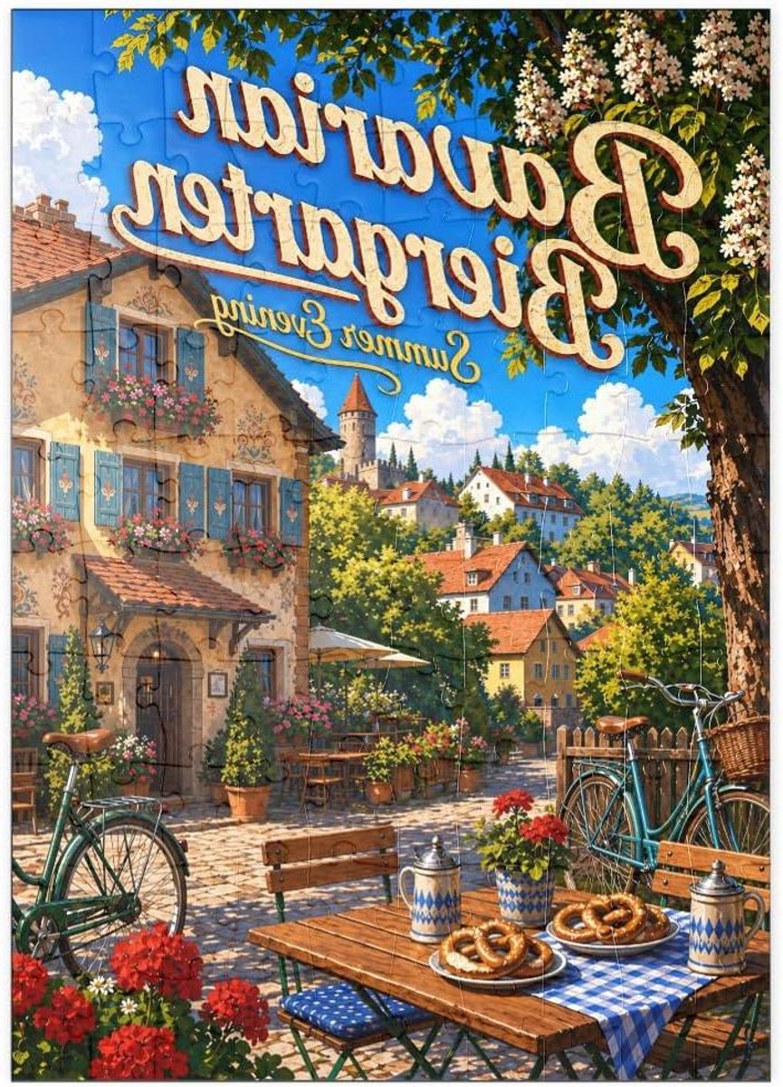MyPuzzle De Charme Van Een Beierse Biertuin Op Een Zomeravond - Premium 100 Stukjes Puzzel - MyPuzzle speciale collectie van Havana Puzzle Company