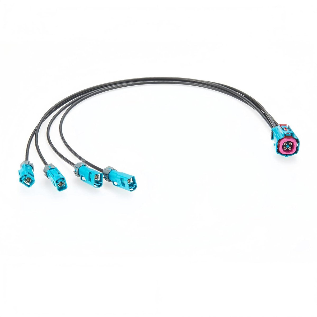 Quad HFM Kabel - Mini FAKRA - Data Overdracht - IP67 Waterdicht - 0.5m Lengte - Water Blauw