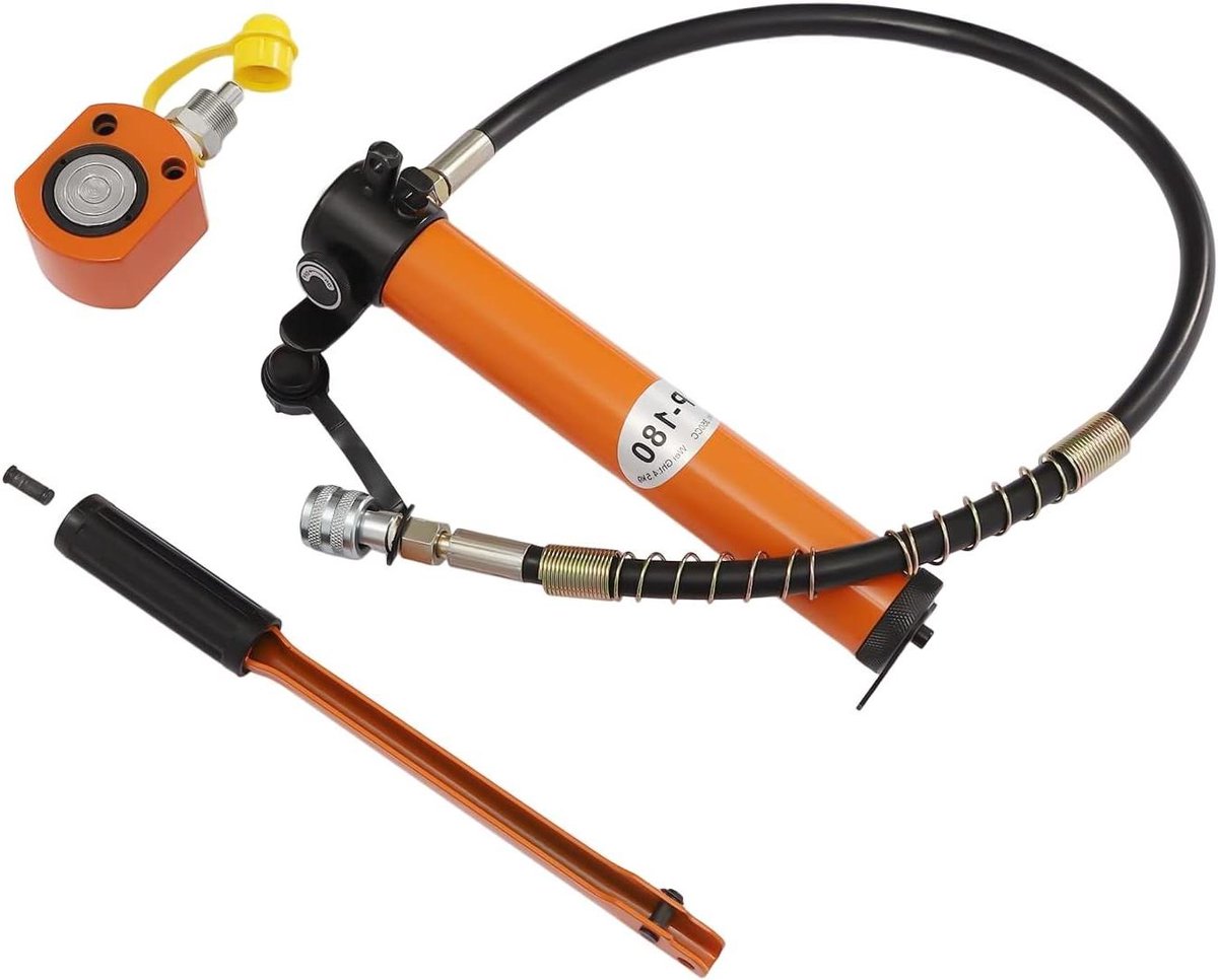 Handmatige Hydraulische Pomp - Krachtige Cilinder - Zwaar Werk - Hoge Druk Capaciteit - 350cc Reservoir - Oranje