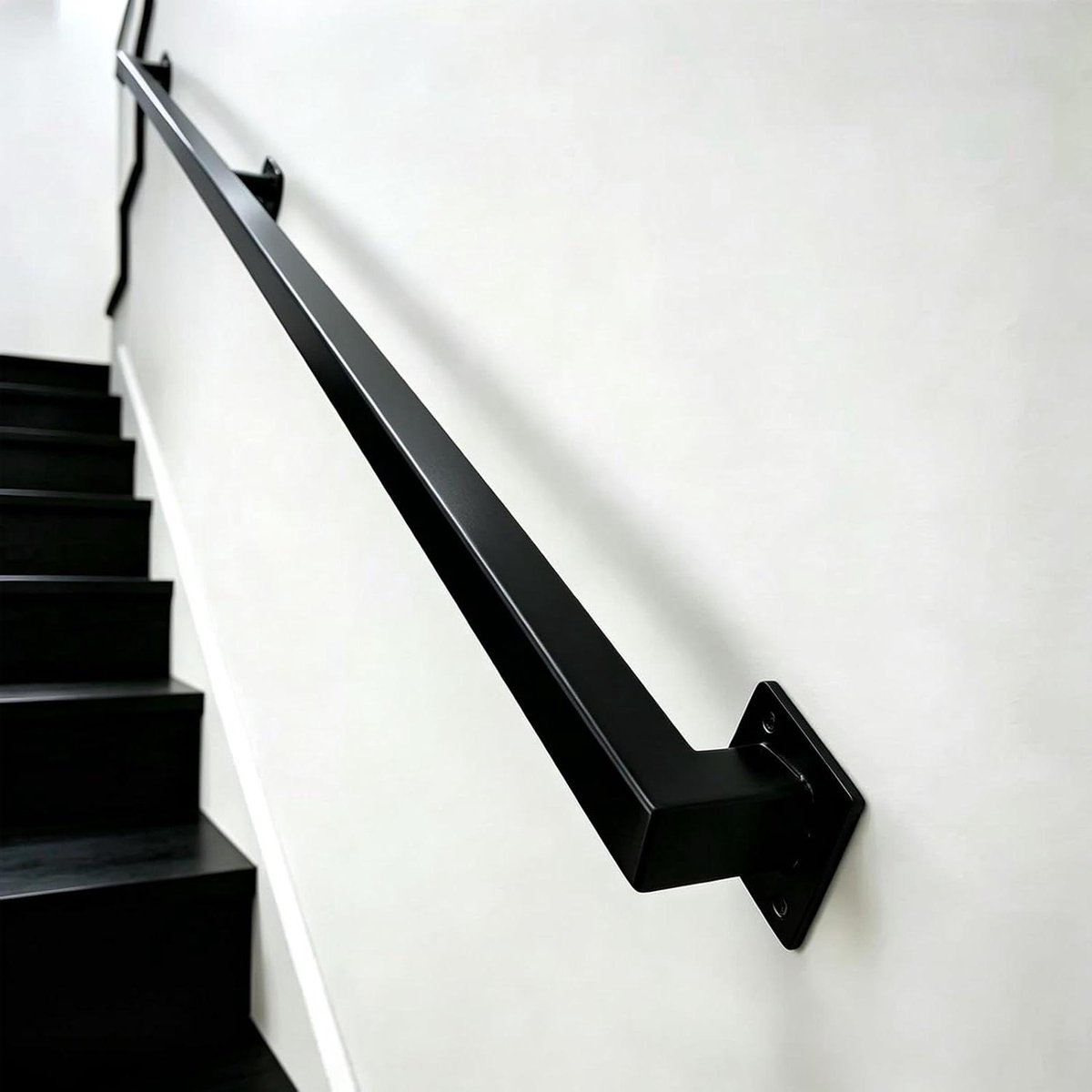 Industriële Trap Leuning - Handrail Pijpbeugel - Veilig Traplopen - Stevig Smeedijzer - 4.8m - Zwart
