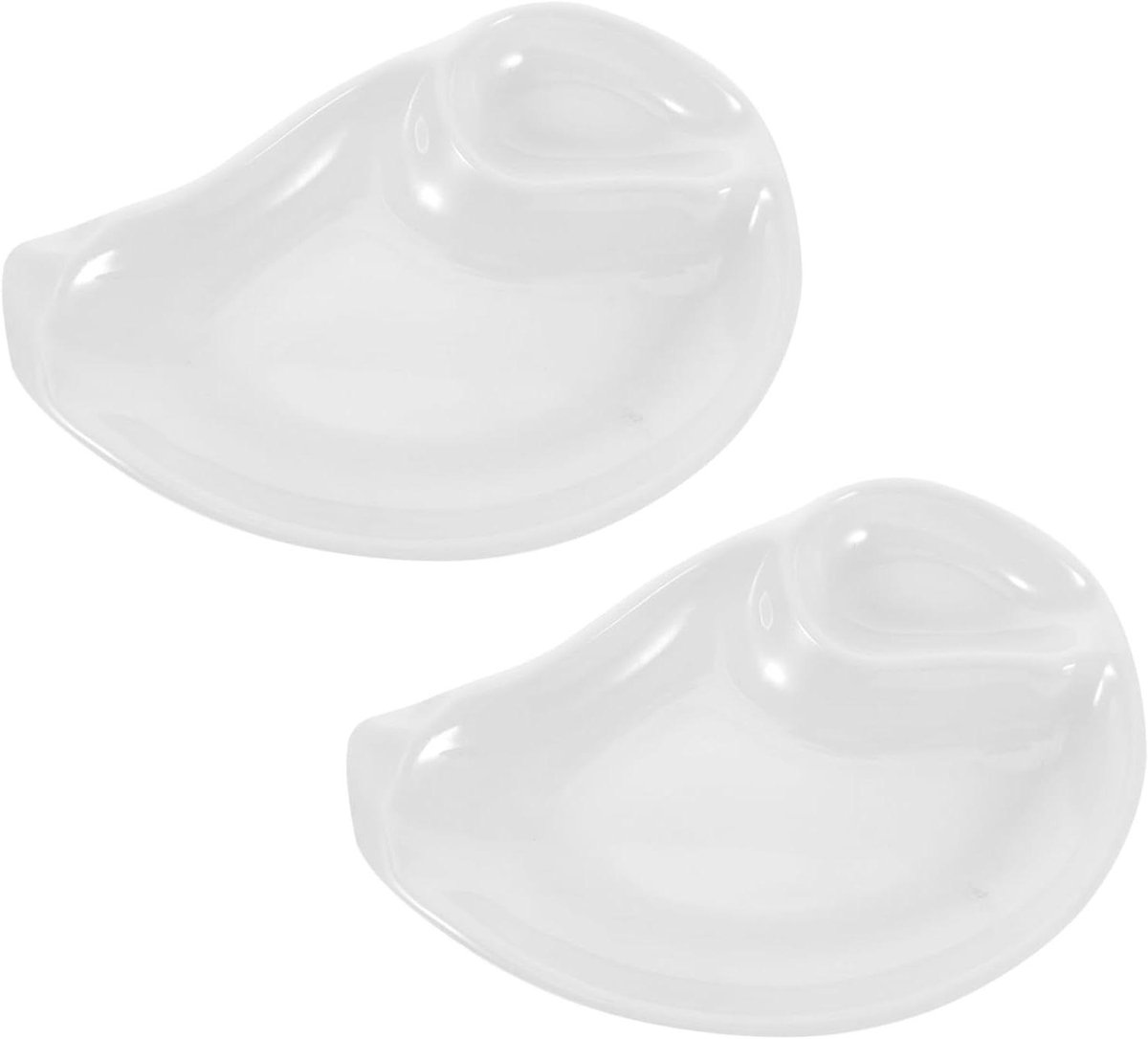 Dumplingbord Salade Serveerbord - Sushibord met dipschotel - Feestelijk serveren - Vaatwasmachinebestendig - 21.2X14.4CM - Wit