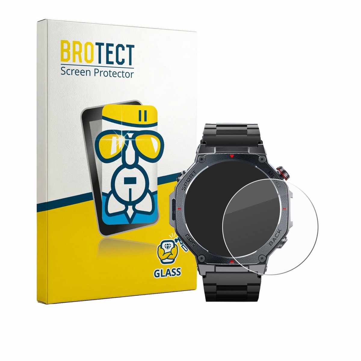 BROTECT - Glas Screenprotector voor Jugeman V20 1.43" - Gehard Beschermglas 9H