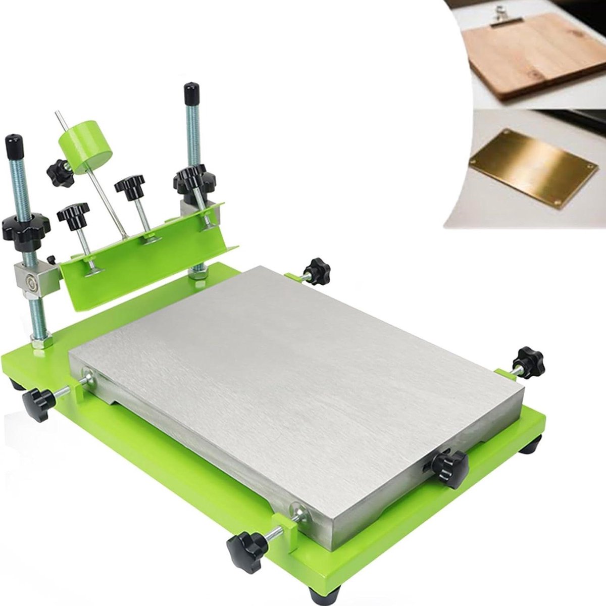 Verstelbare Hoogte Handstencil Printer, Tafelblad Zeefdruk Machine met Schraper voor T-Shirt, Zak, Etiket, Gehard Glas