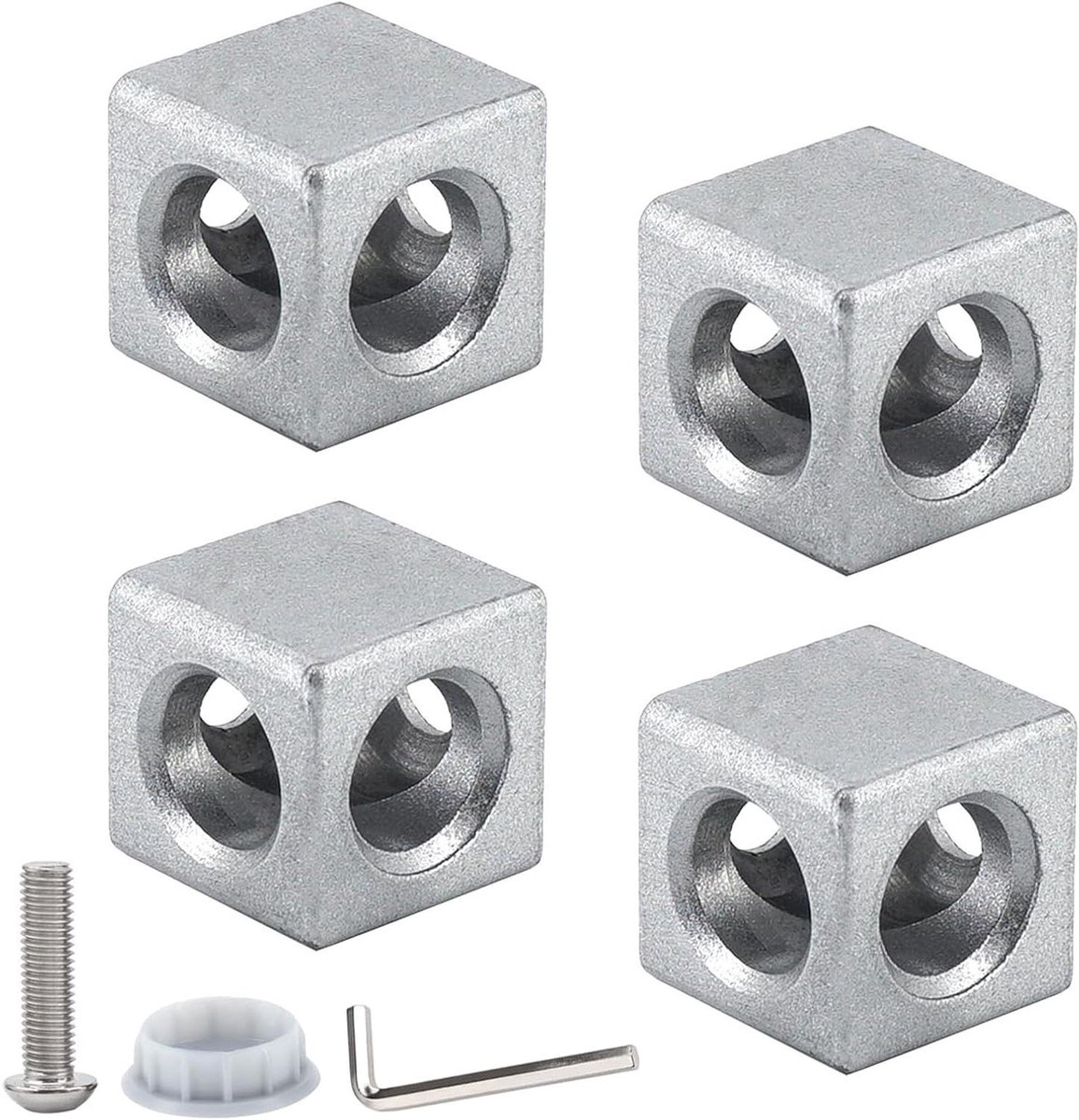 Hoekbeugel - Cube Connector - Frame Bouwen - Zinklegering - 30x30 Serie - Zilver