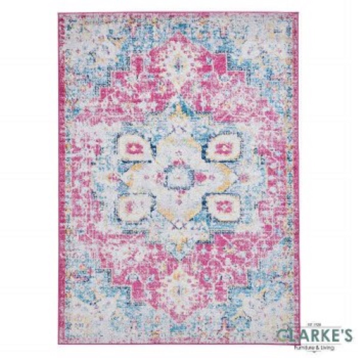 Think Rugs - Vloerkleed 'Boston G0532' - Fuchsia/Blauw - 160x220 cm