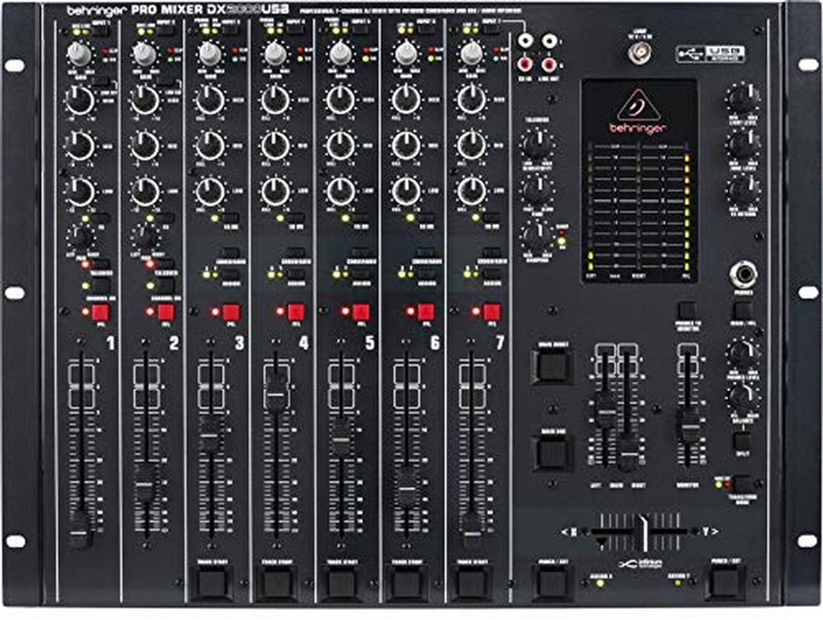 DJ Mixer - Muziek Controller - Live Optredens - Contactloze Crossfader - 7 Kanalen - Zwart
