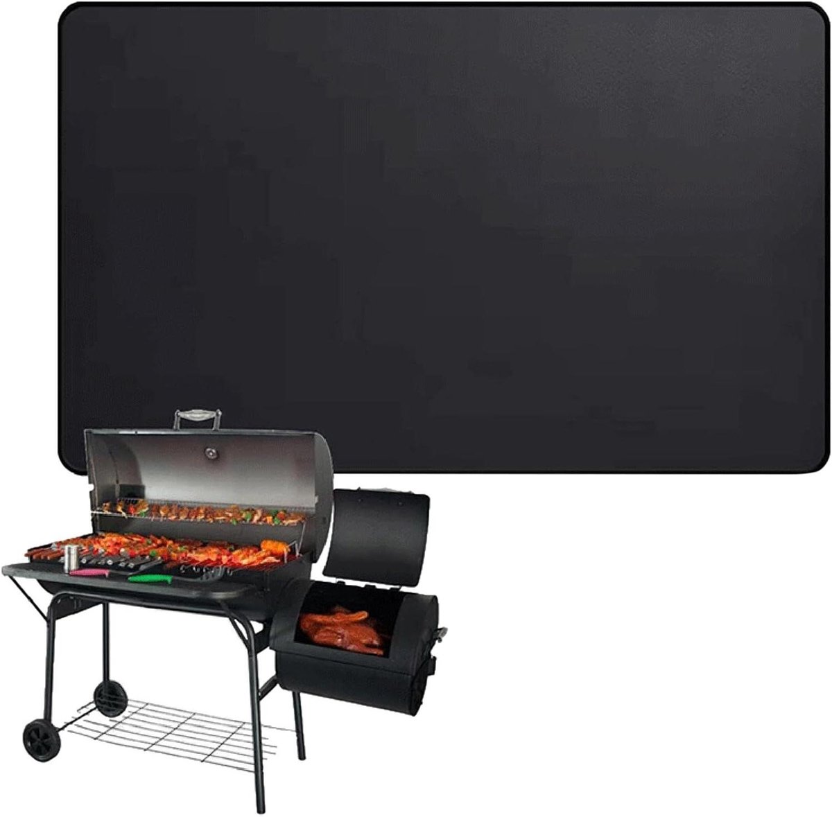 Haardmat Vuurvast - Vloerbeschermer Houtkachel - Veiligheid Buiten - Antislip Dubbellaags - 91 x 152 cm - Zwart