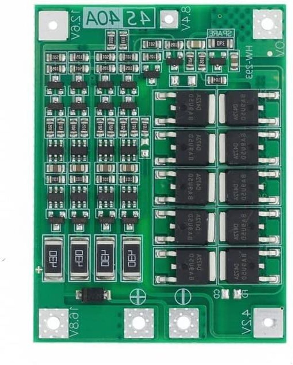 Batterij Beschermingsmodule - Lithium Circuit - Energie Management - 4S 40A Balans - 41x61x4mm - Groen
