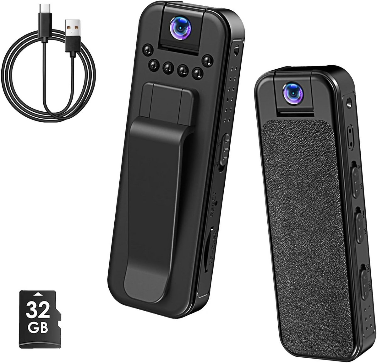 Mini Bodycam - Draagbare Camera - Opnemen Onderweg - 180 Graden Draaibaar - 32GB Geheugen - Zwart