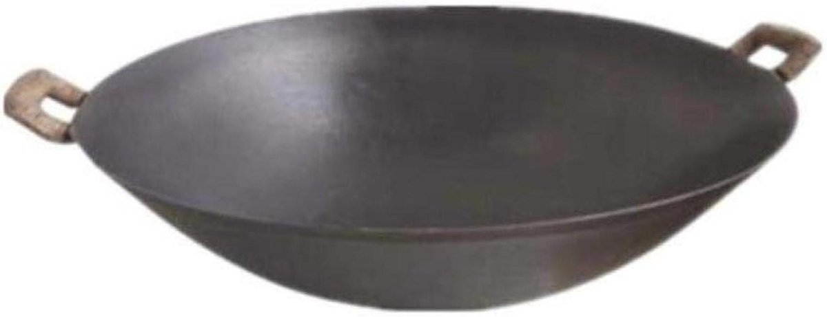 Gietijzeren Wok Koekenpan Koken op Gas Zonder Coating 44 Cm Zwart