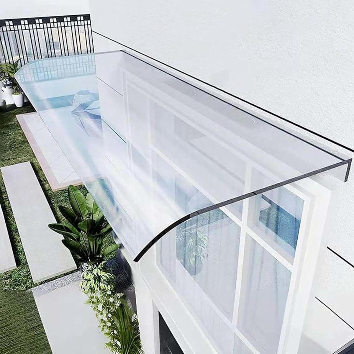 Buitendeur Overkapping - Regenbescherming Afdak - Entree Droog Houden - Slagvast Polycarbonaat - 40x80 cm - Transparant