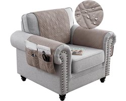 FANSU Armleuninghoezen, Sofa Hoofdsteunhoes Voor Fauteuil, waterdichte Armleuningbeschermers, 2-zits 4-delig Waterdicht Sofa Armleuninghoezen, Meubelbescherming voor Stoel (2 zits, Khaki)