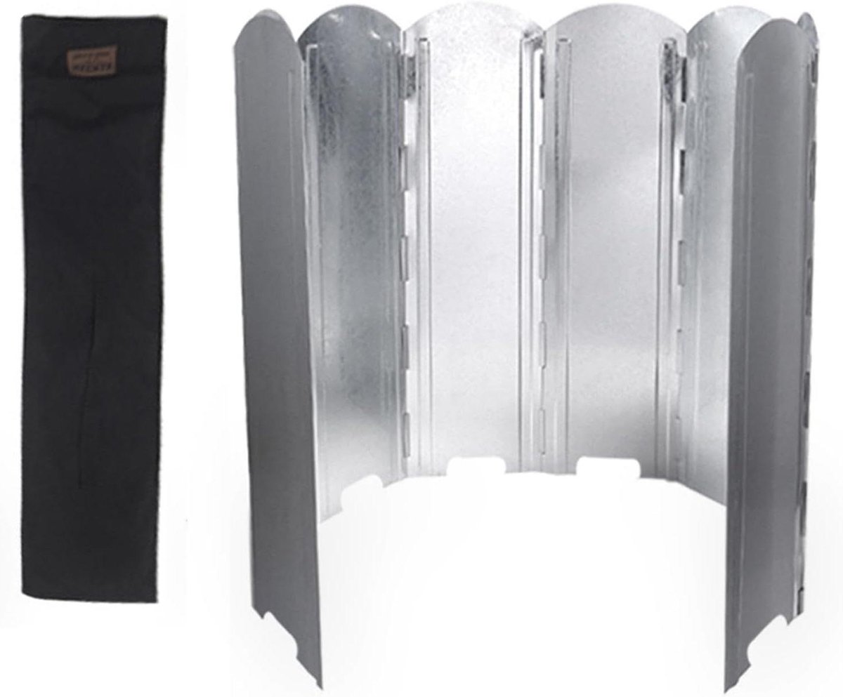 Kachel Windscherm - Opvouwbaar Windscherm - Outdoor Koken - Effectieve Windblokkade - 42x19 cm - Zilverkleurig