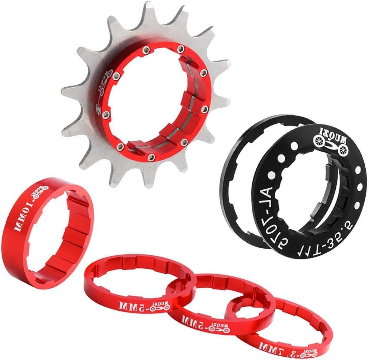 Fiets Vliegwiel Adapter - Cassette Afstandhouders - Fiets Onderhoud - Aluminiumlegering - 14T - Rood