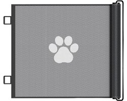Dog Gates For Doorways - Mesh Extendable Pet Fence | Indoor Screen For Bathroom And Doorway And Kids Room Fireplace Basement Outdoor Kitchen Garden