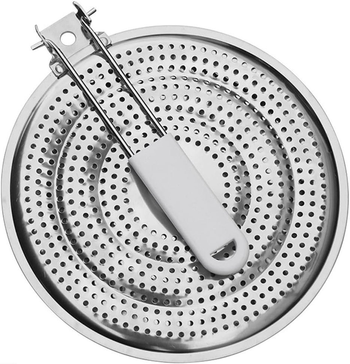 Warmteverspreider Plaat Kookplaat Accessoire Gelijkmatig Koken Veilig Handgreep Ontwerp 20 cm Diameter Zilver