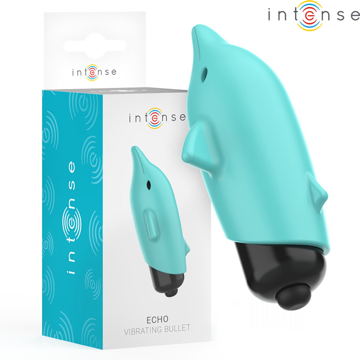 INTENSE ECHO - Mini Vibrator Dolfijn - 1 Snelheid - Batterijgevoed - 8 x 4,7 cm - Blauw