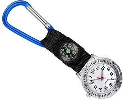 1Pc Backpacker Clip Watch with Compass Mountaineering Watch Nurse Watch Carabiner Design Simple Fashion Watches Unisex Backpack Buckle Strap Fob Watch Blue, Blue