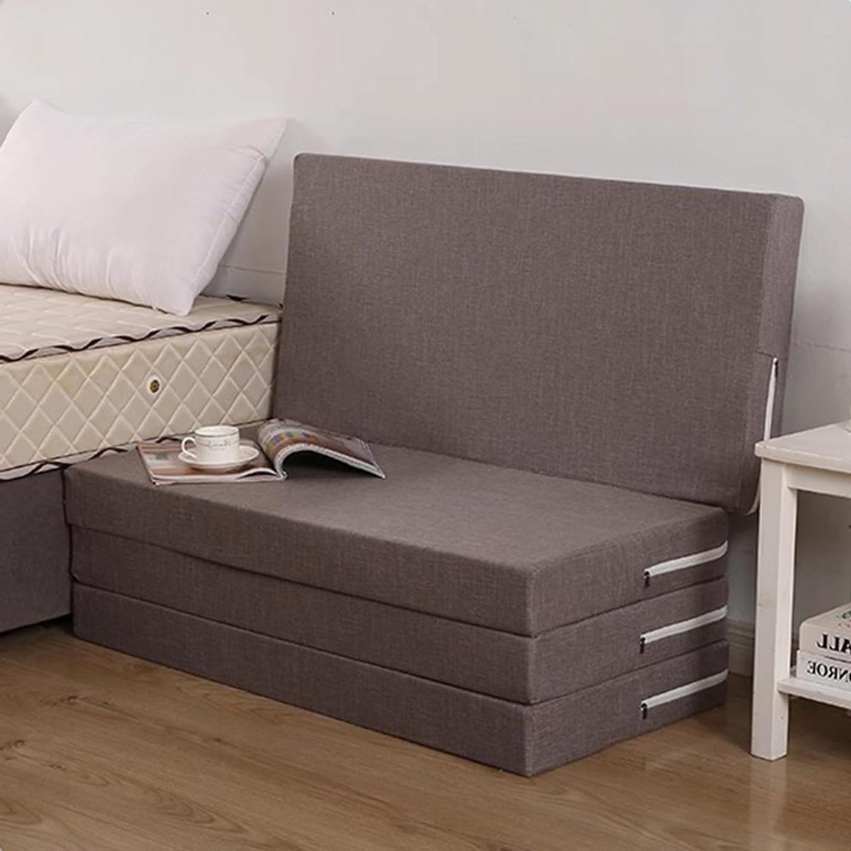 Dubbel Matras - Opvouwbaar Slaapmat - Logeren en Reizen - Met Afneembare Hoes - 200 x 140 cm - Donkergrijs