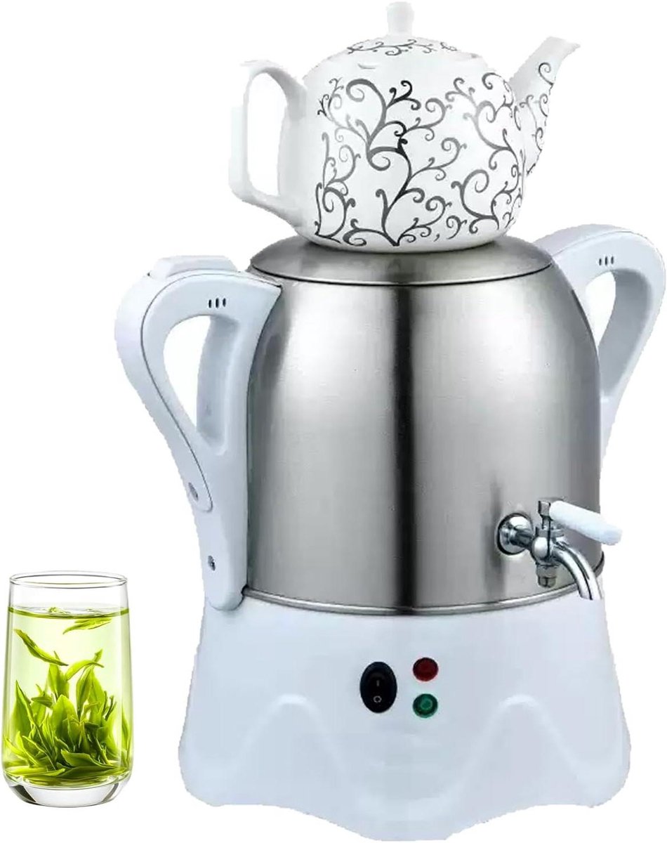Theemaker Samovar - Elektrische Ketel - Thee Zetten - Warmhoudfunctie Automatisch - 3L 1L - Wit
