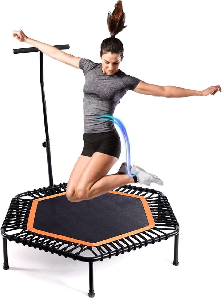 Fitness Trampoline - Indoor Rebounder - Thuis Workout - Stille Elastische Touwen - 48 inch - Zwart
