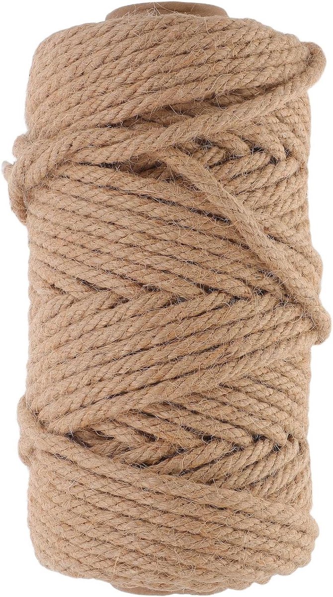 Natuurlijk Jute Touw - Bindtouw Hennep - Knutselen Tuin - Handgeweven Stevig - 50 Meter - Khaki