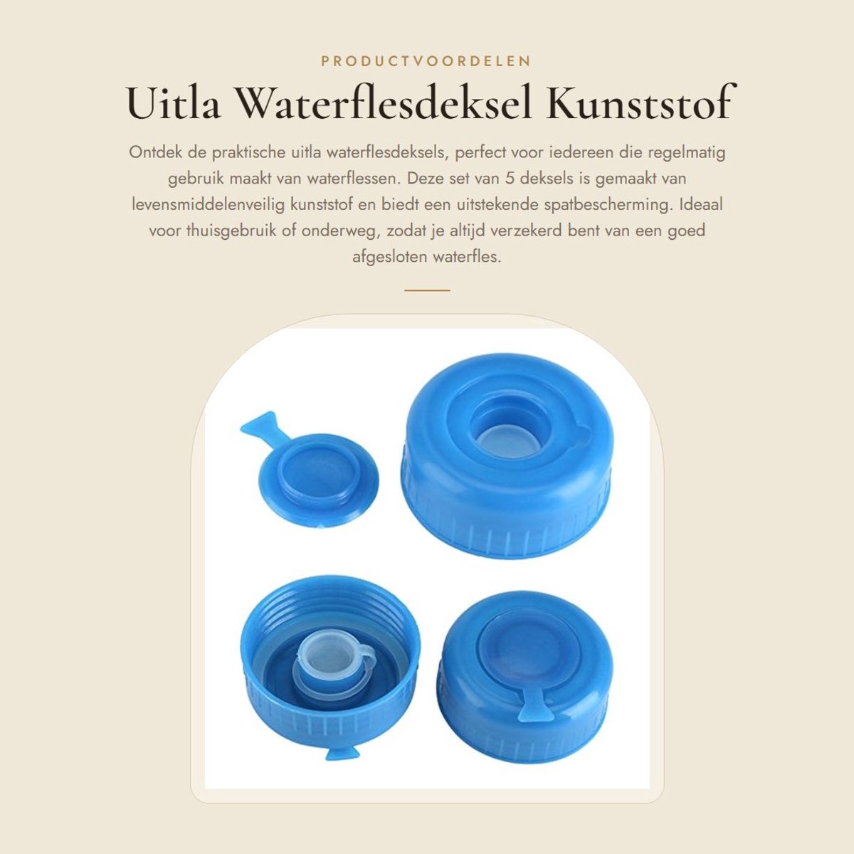 Dailygoods- Waterflesdeksel Kunststof - 5 Stuks - Spatbescherming - Reservedeksel - Schroefdeksel - 5,5 cm Diameter - Veilig en Herbruikbaar - Flessendop