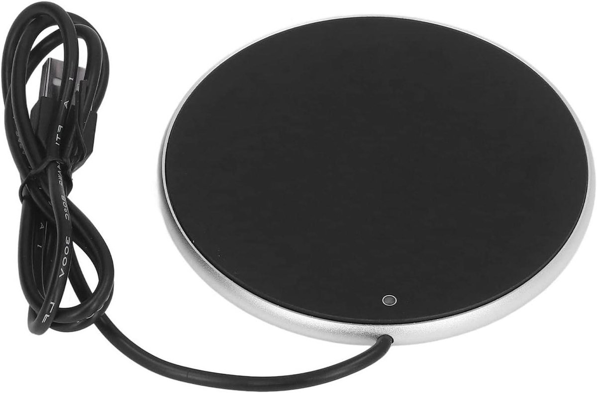 Koffie Mok Warmer - Drankjes Warm Houder - Drinken Warm Houden - Automatische Uitschakeling - 10.3cm Diameter - Zilver