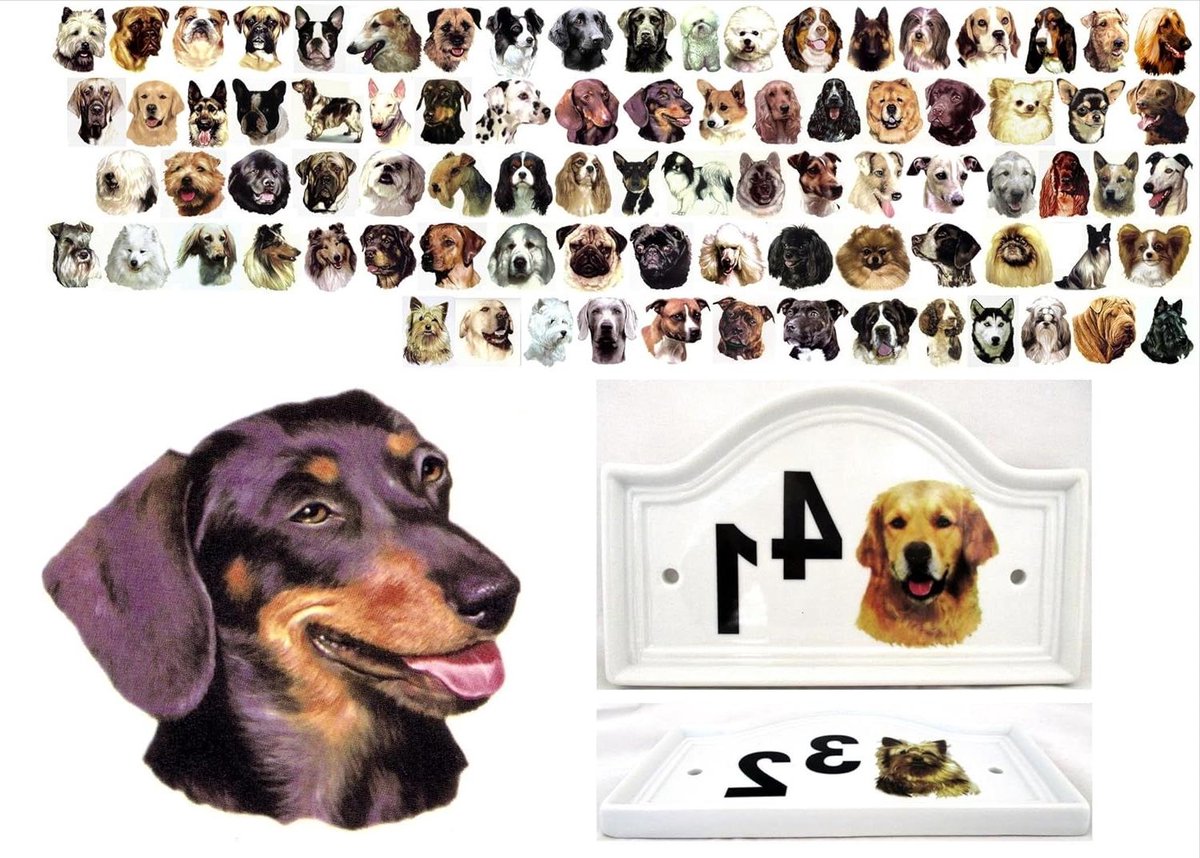 Huisnummer Plaquette - Keramisch Deurbord - Huis Identificatie - Hand Versierd UK - 218 cm - Wit