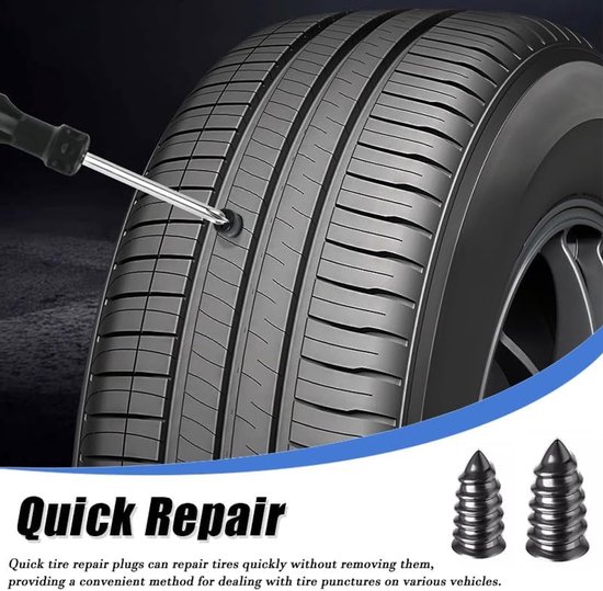 Reparatiespijkers - Banden reparatie - Lekke banden dichten - Zelfservice reparatieset - 50 stuks - Zwart — afbeelding 2