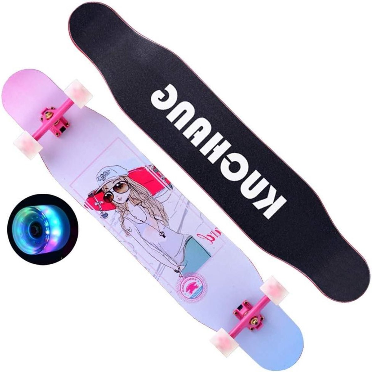 Longboard Skateboard Street Board Dansen en Glijden 8 Lagen Esdoornhout 118x23x13cm J