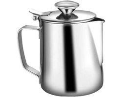 Melkopschuimbeker - Melkkan Barista - Koffie Kunst Maken - Druppelvrije Uitloop - 350ml - Rood