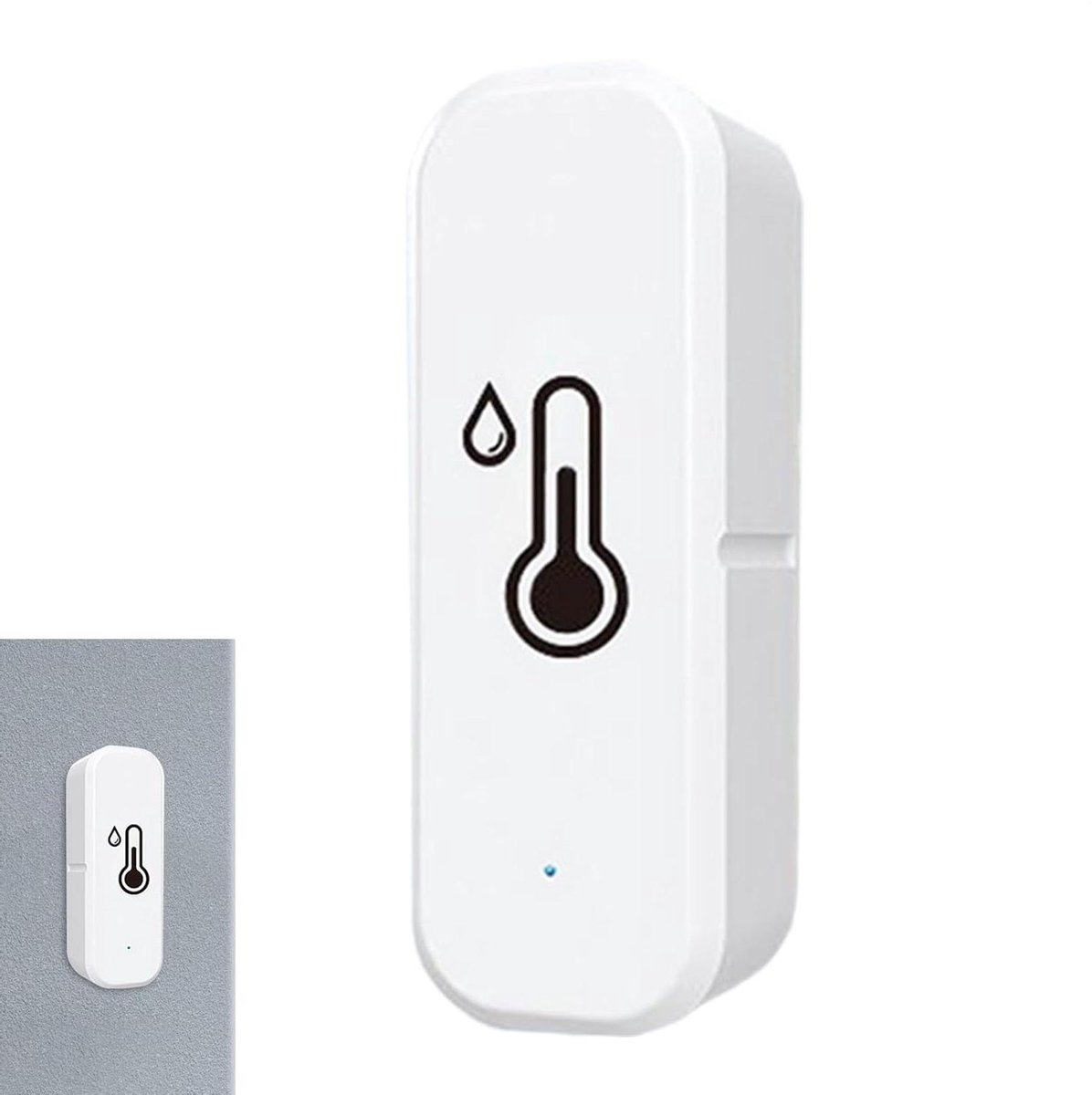 Temperatuur Vochtigheid Sensor - Slimme Hygrometer - Binnenklimaat Monitoren - Draadloze WiFi Connectie - 7 x 2.5 cm - Wit