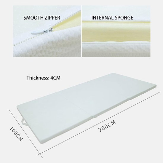 Vouwmatras - Gastenmatras Opvouwbaar - Comfortabel Slapen - Traagschuim Bovenlaag - 200 x 100 cm - Veelkleurig — afbeelding 3