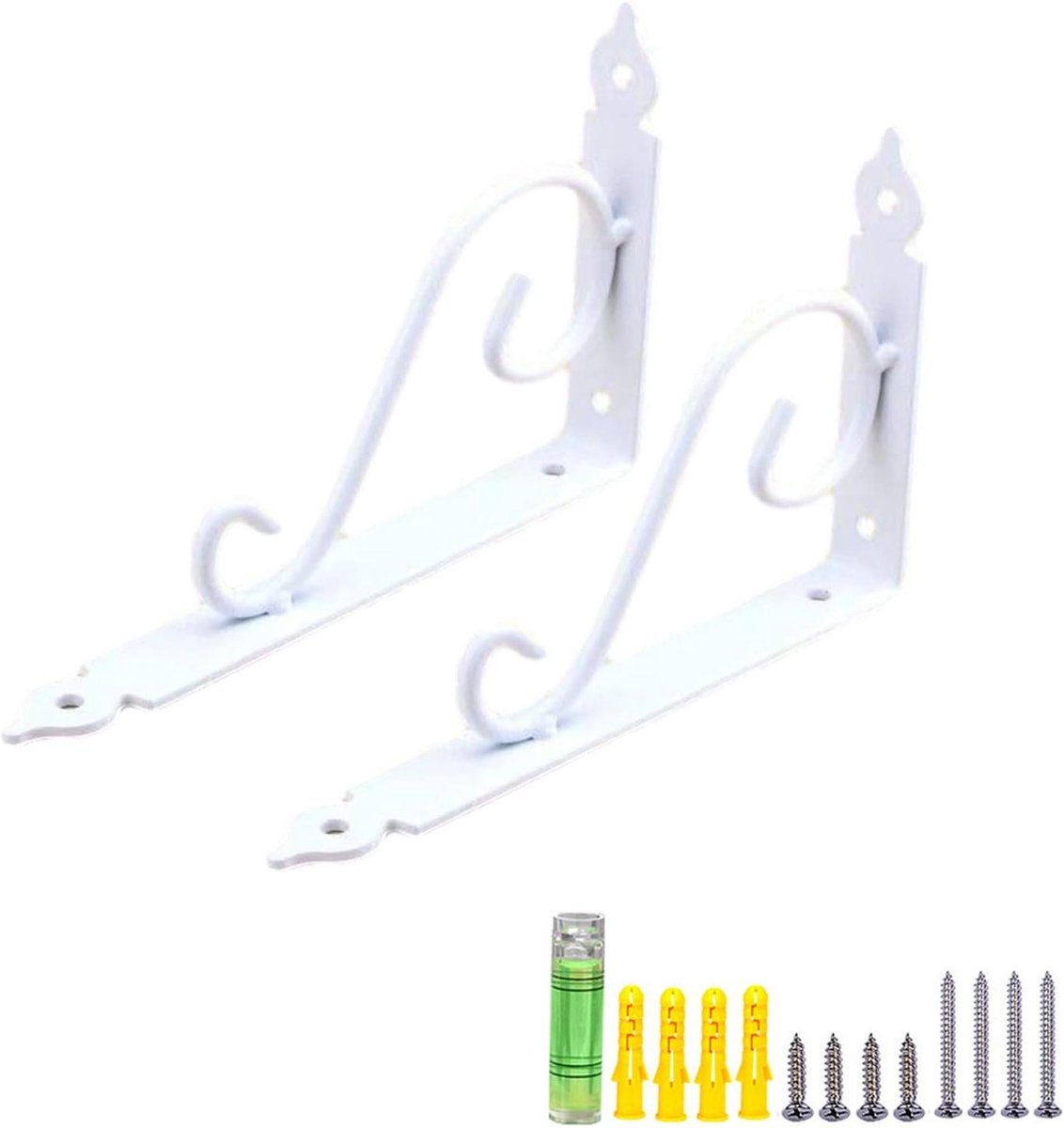 Plankdragers Zwaar - Wandconsoles Steunen - Zware Lasten Dragen - Robuust IJzer Ontwerp - 200 x 126 mm - Wit