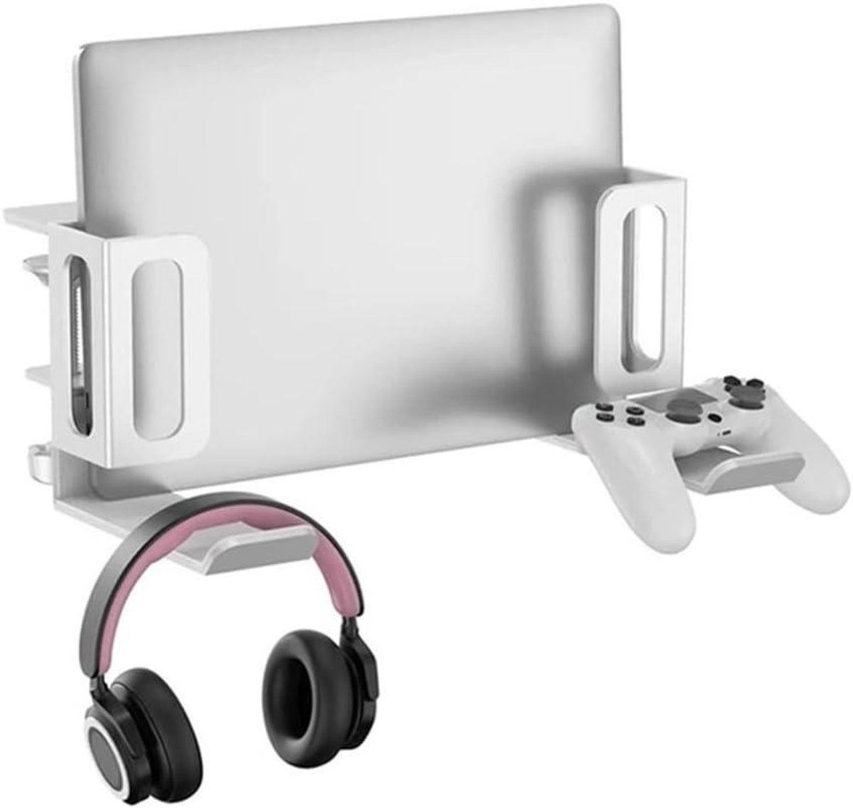 Laptop Houder - Bureau Opberger - Ruimte Besparen - Met Koptelefoonhaak - 11-17 Inch Compatibel - Wit