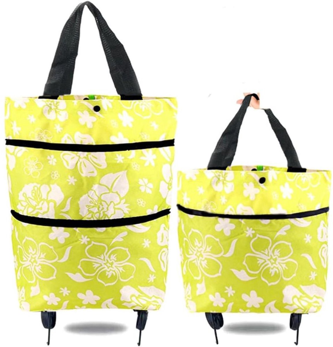 carmdering - Boodschappentas - Herbruikbare Tas - Opvouwbare Tas - Geel, 16 liter, met wieltjes, waterdicht - 46×26×16 cm, max. 10 kg - Voor boodschappen, picknick en reis - Milieuvriendelijk alternatief voor plastic tassen