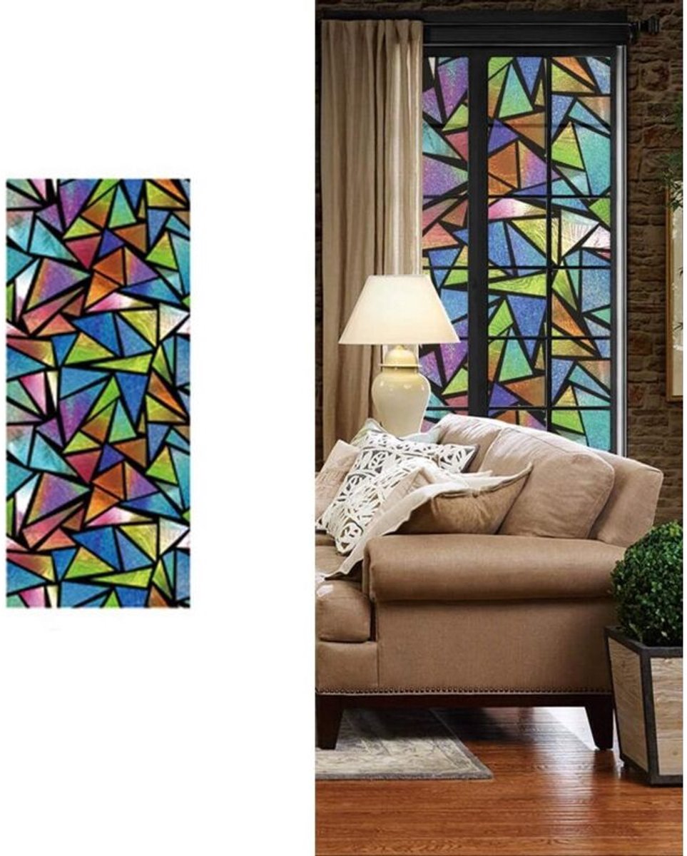 45x100 cm privacy raamfolie, ondoorzichtige decoratieve glas-in-lood raamfolie, zelfklevende verduisterende raamfolie