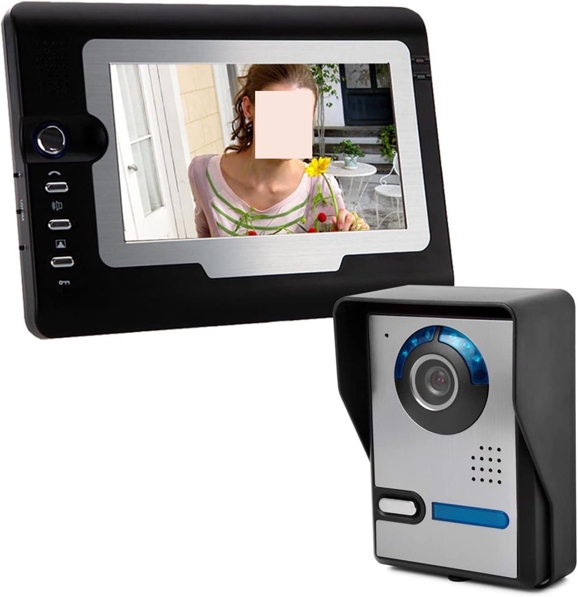 Videodeurbel Systeem - Video Intercom - Woning Beveiliging - Ingebouwde Camera - 7 inch Scherm - Zilver