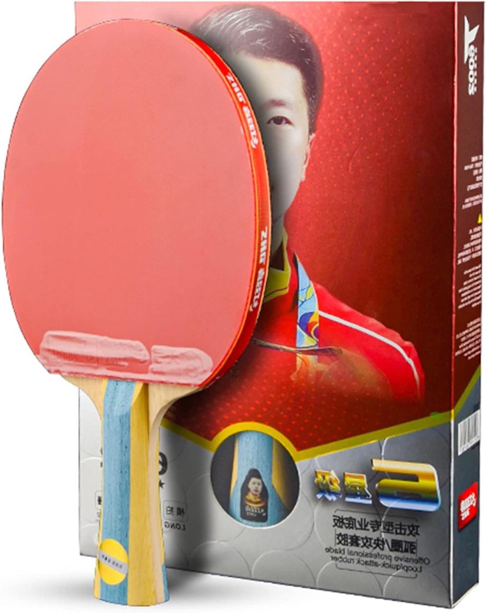 Tafeltennisbatjes Set - Pingpong Rackets - Sportieve Uitdaging - 5-laags Houten Bodemplaat - Long Handle - Zwart