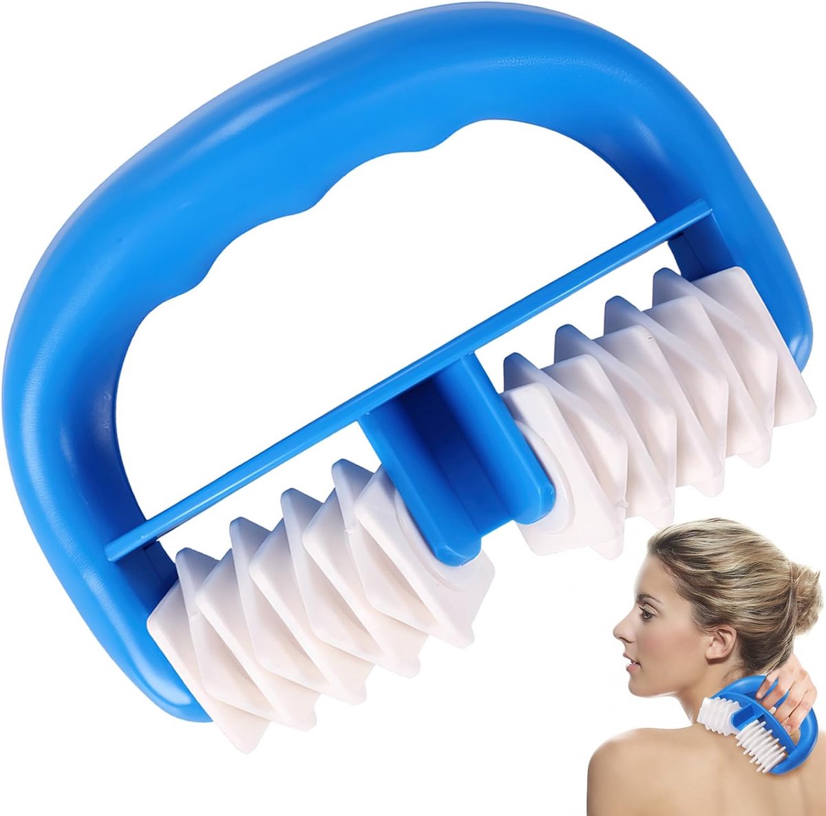 Massage Roller - Lichaamsroller - Huidversteviging - Ergonomische Handgreep - 13.5 x 8.5 cm - Blauw