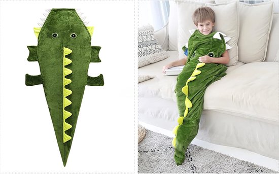 Kinderen Slaapzak - Kroko deken - Warm op bank - Zacht verdikt flanel - 155 cm lang - Groen — afbeelding 3