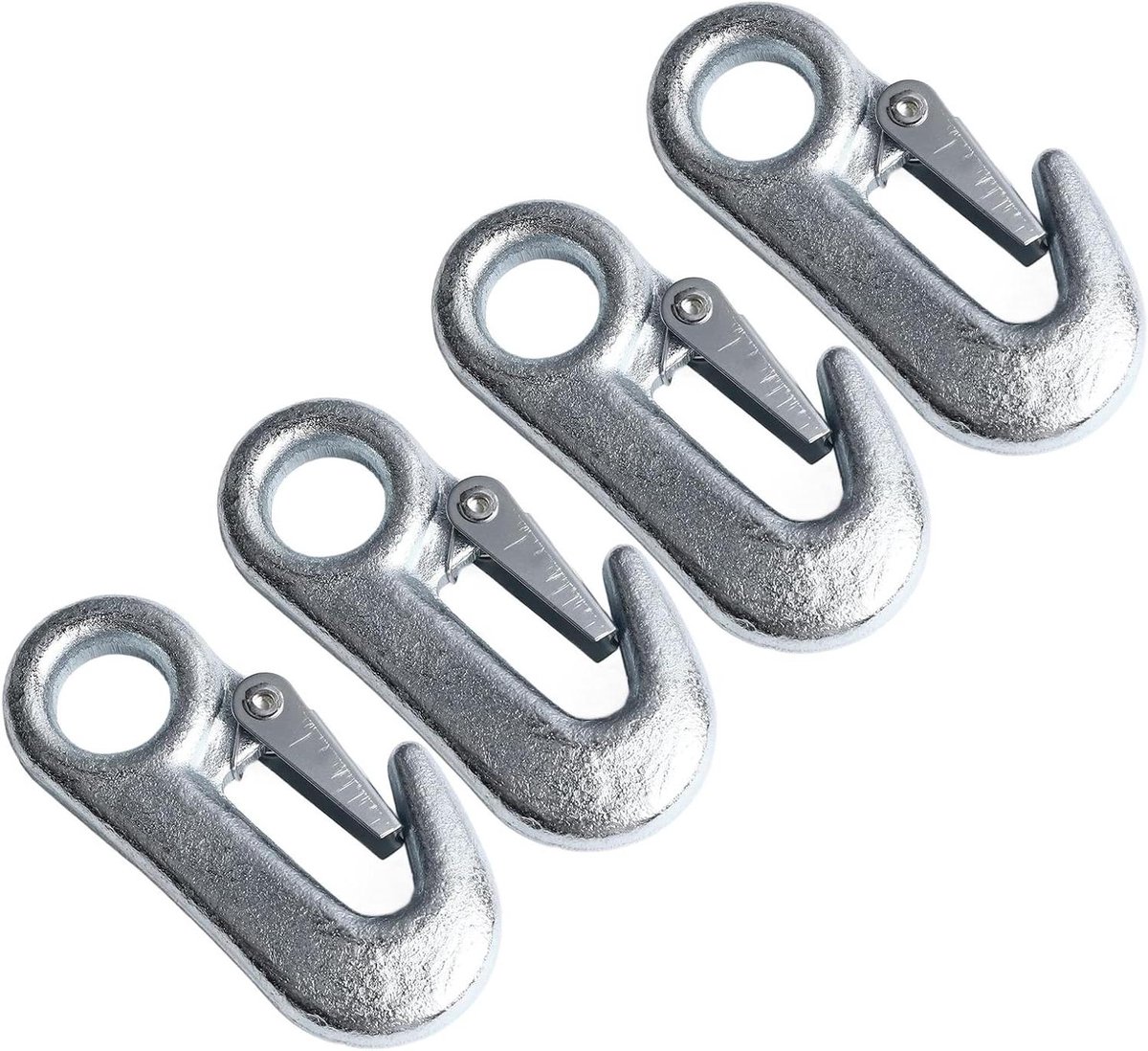 Karabijnhaak Aanhanger - Trekhaak Veiligheid - Zwaar Transport - Met Veiligheidsgrendel - 90mm 4 Stuks - Zilver