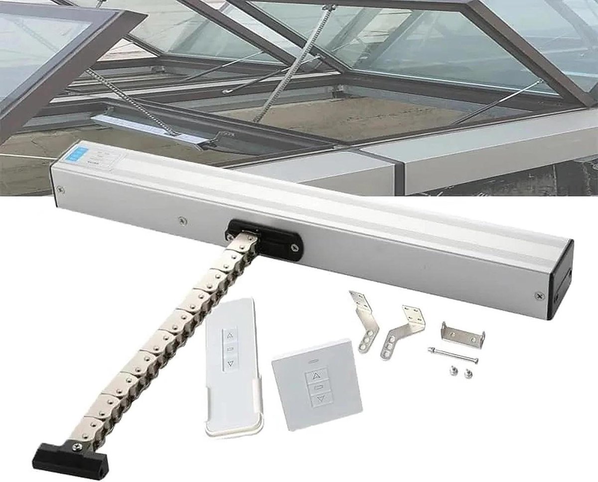 Elektrische Raamopener - Gemotoriseerde Actuator - Automatisch Ventileren - Stille Werking - 400N Kracht - Zilver