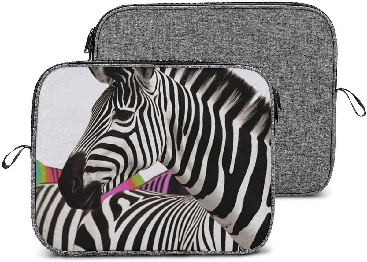 Laptop Sleeve - Draagtas Computer - Bescherming Onderweg - 4 Lagen Stof - 14 Inch - Zebra