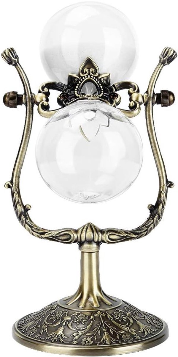 Vintage zandloper van metaal en glas voor 15 minuten - decoratie voor studie, keuken en woonkamer