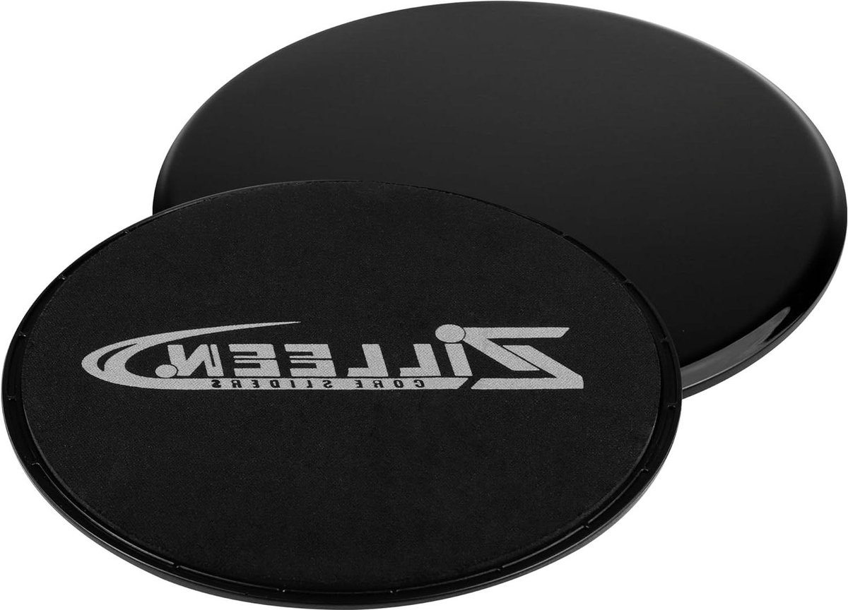 Oefenschuifregelaars Fitness - Core Sliders Pilates - Thuis Sporten - Dubbelzijdig Ontwerp - 17.5 cm Diameter - Zwart